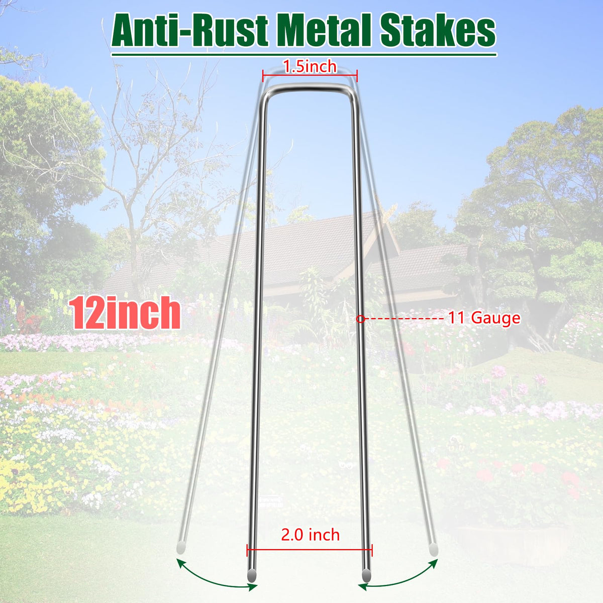 OUPSAUI galvanized stake close-up showing beveled ends for easy penetration