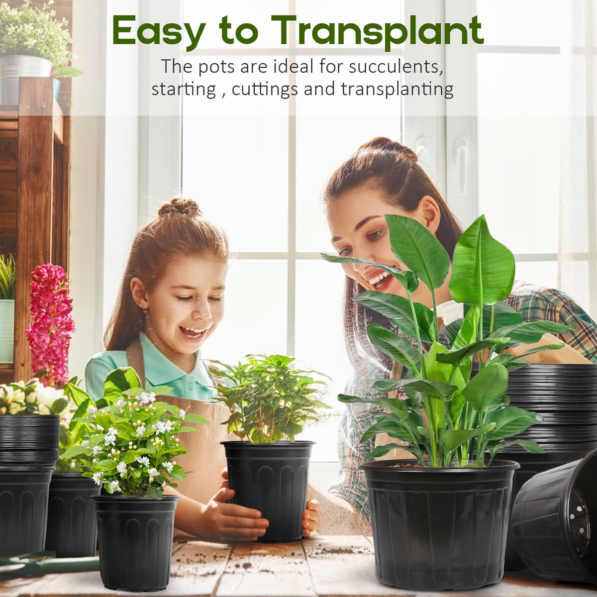 OUPSAUI lightweight durable black pots ideal for balcony and greenhouse setups