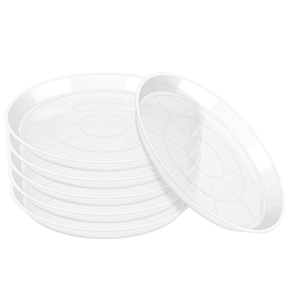 OUPSAUI 6-inch clear plant saucer shows transparency for easy pot matching and decor.