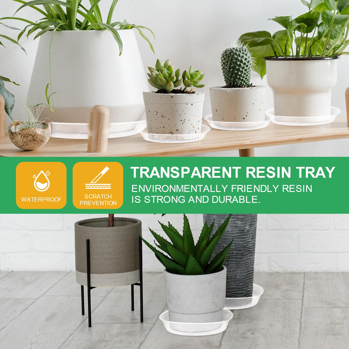 OUPSAUI 6-inch clear tray fits most pot bottoms for patios and decks.