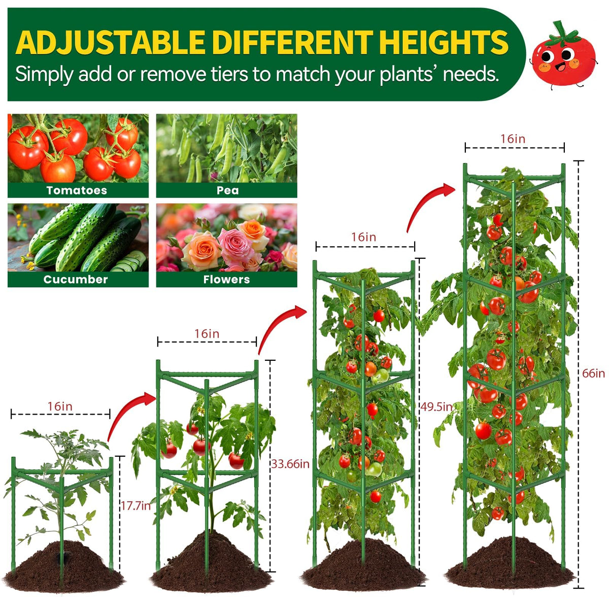 OUREST multipurpose garden support for tomatoes, cucumbers, peppers and climbers