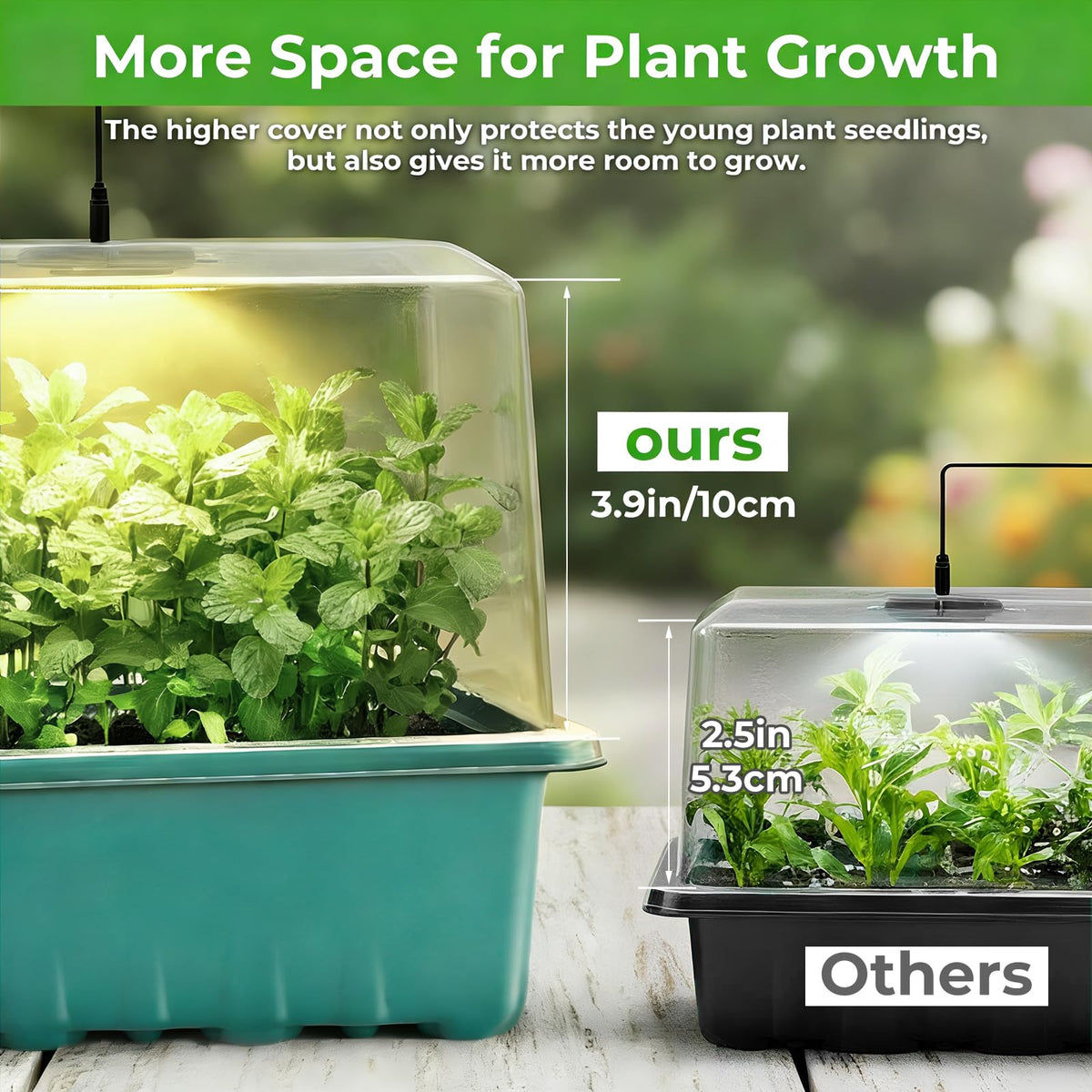 Ourhom 12-cell seedling tray provides compact germination space.