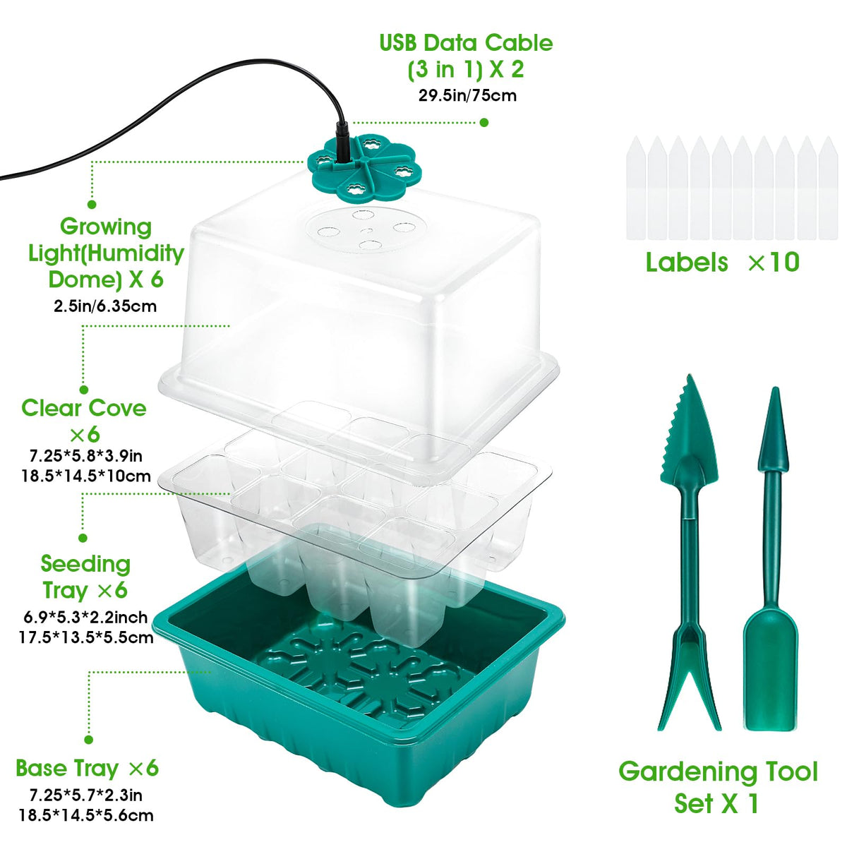 Ourhom seedling tray with drainage holes maintains proper soil moisture.