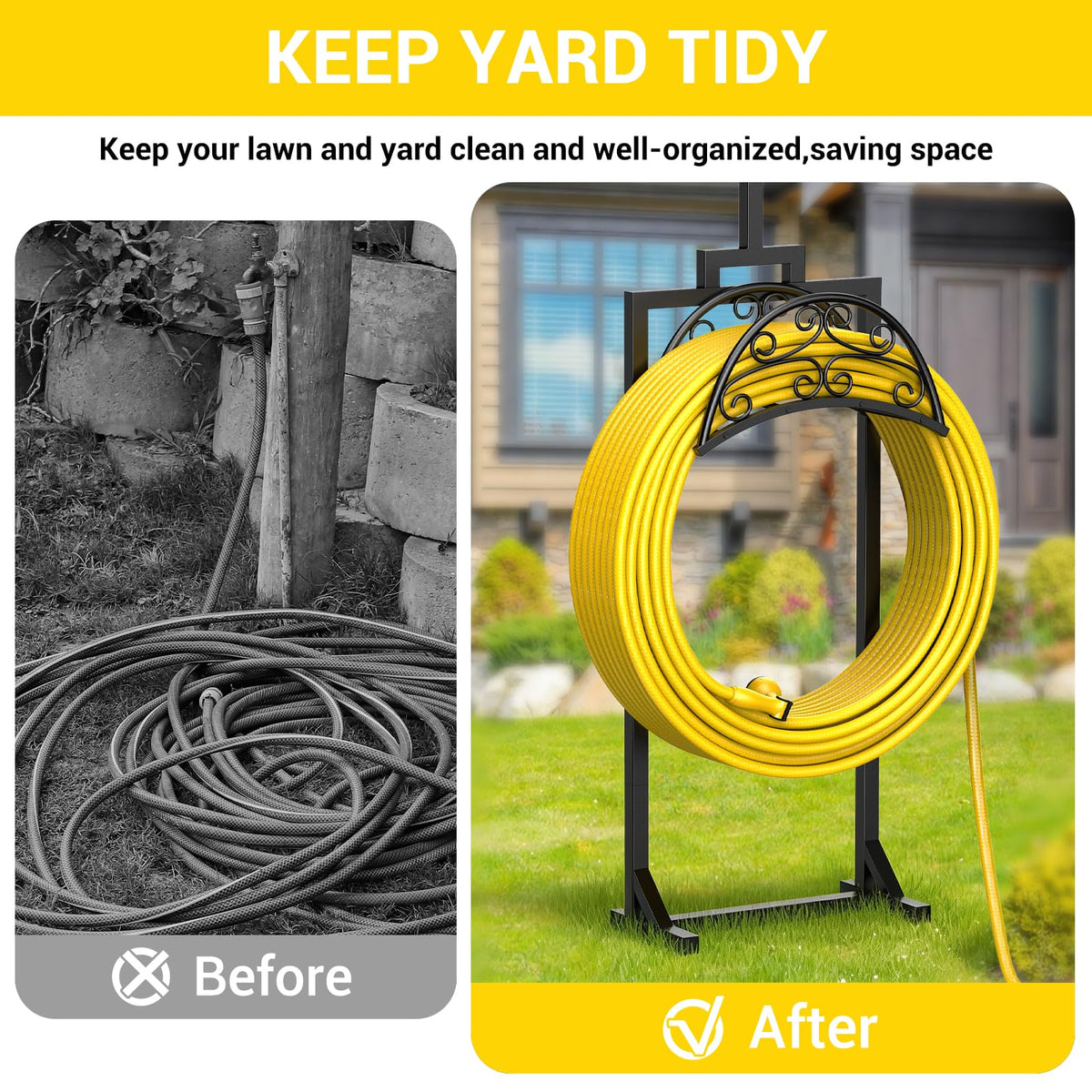 Oursieez drill-free installation hose stand installs quickly with included hardware.