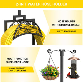Oursieez free-standing hose stand detaches for seasonal storage.