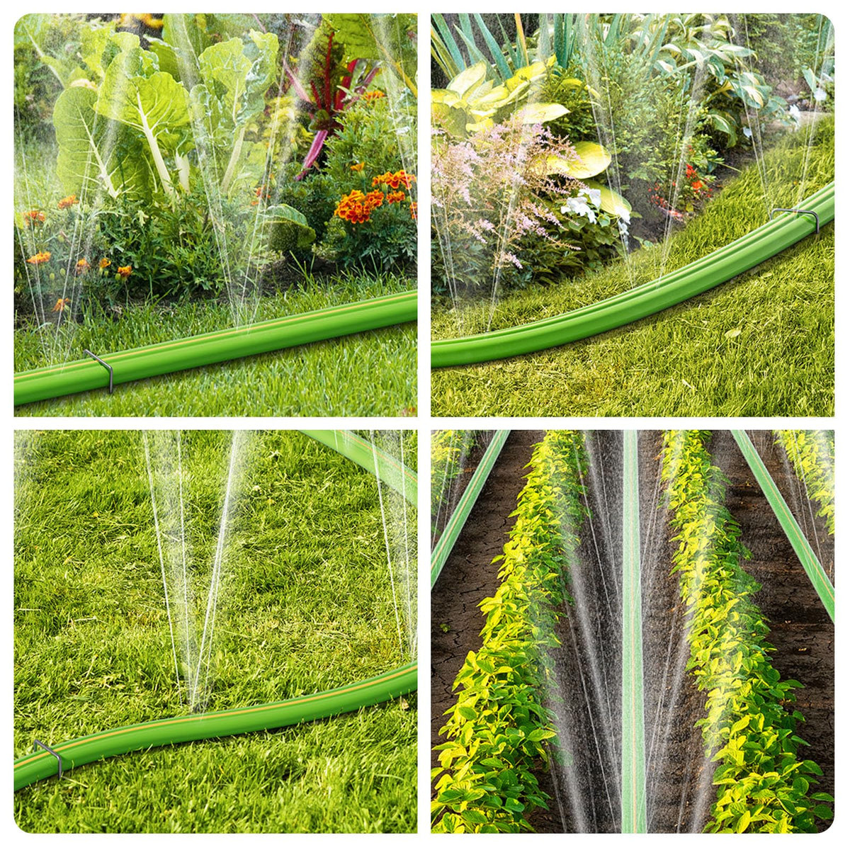 Oursieez stakes secure the hose on uneven terrain for stable watering.