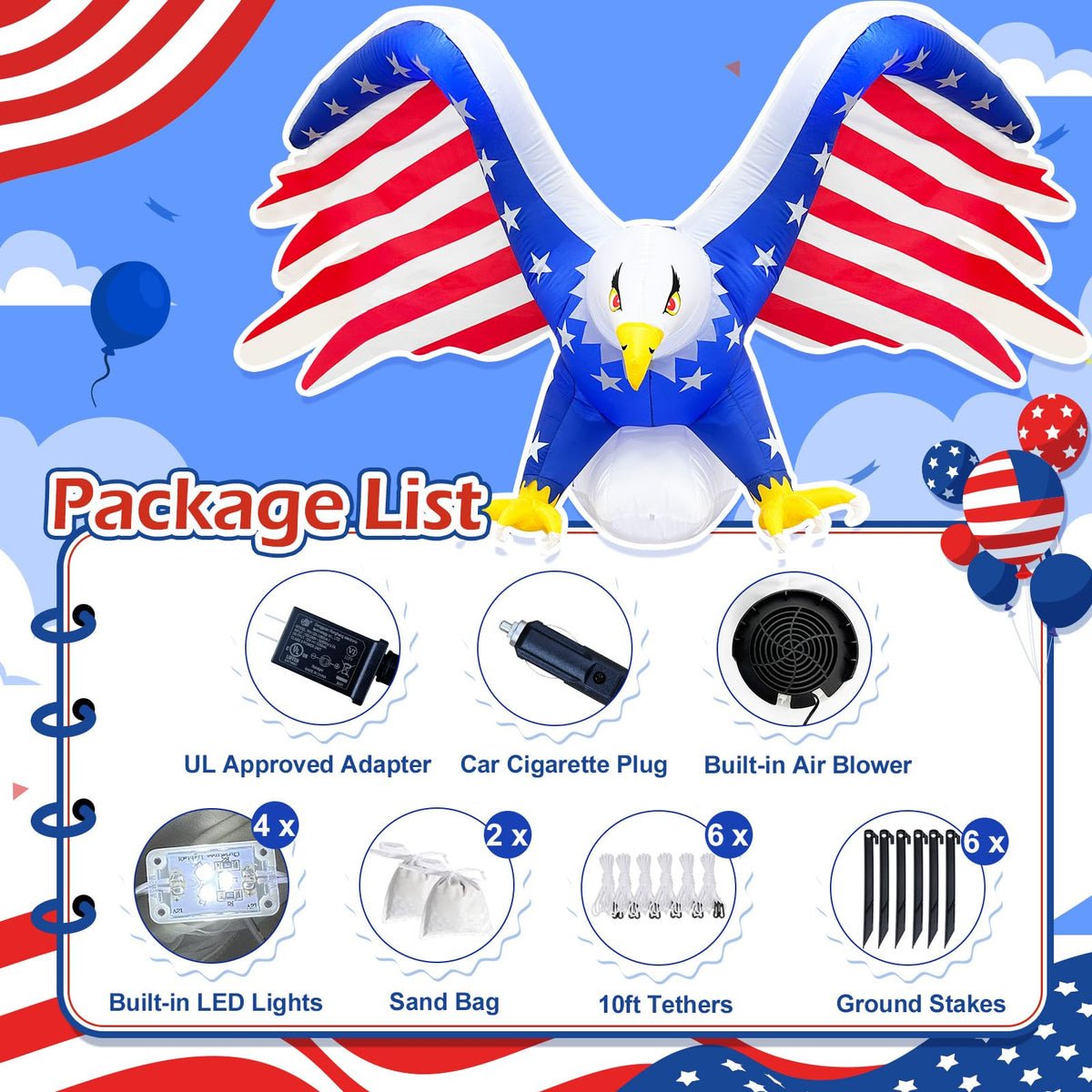 4th of July eagle design for memorable patriotic car parades and visuals.