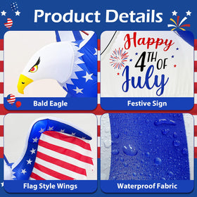 Ground stakes included to help anchor the eagle inflatable on grass.