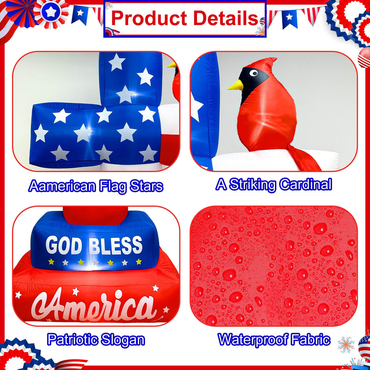Versatile lawn decor suitable for Memorial Day and Independence Day celebrations.