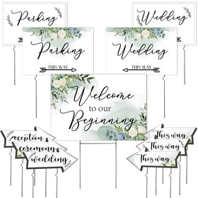 OurWarm wedding welcome sign with elegant design guides guests to the ceremony.