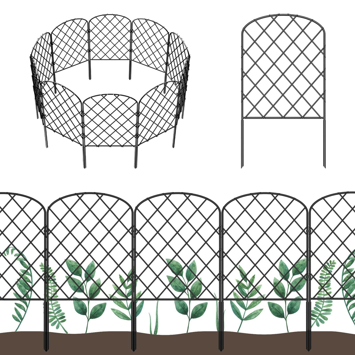 OUSHENG 19-pack decorative garden fence arch enhances yard boundary.