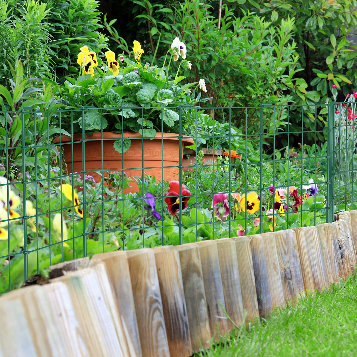 OUSHENG full 20-foot perimeter shown in straight layout for versatile yard boundaries.