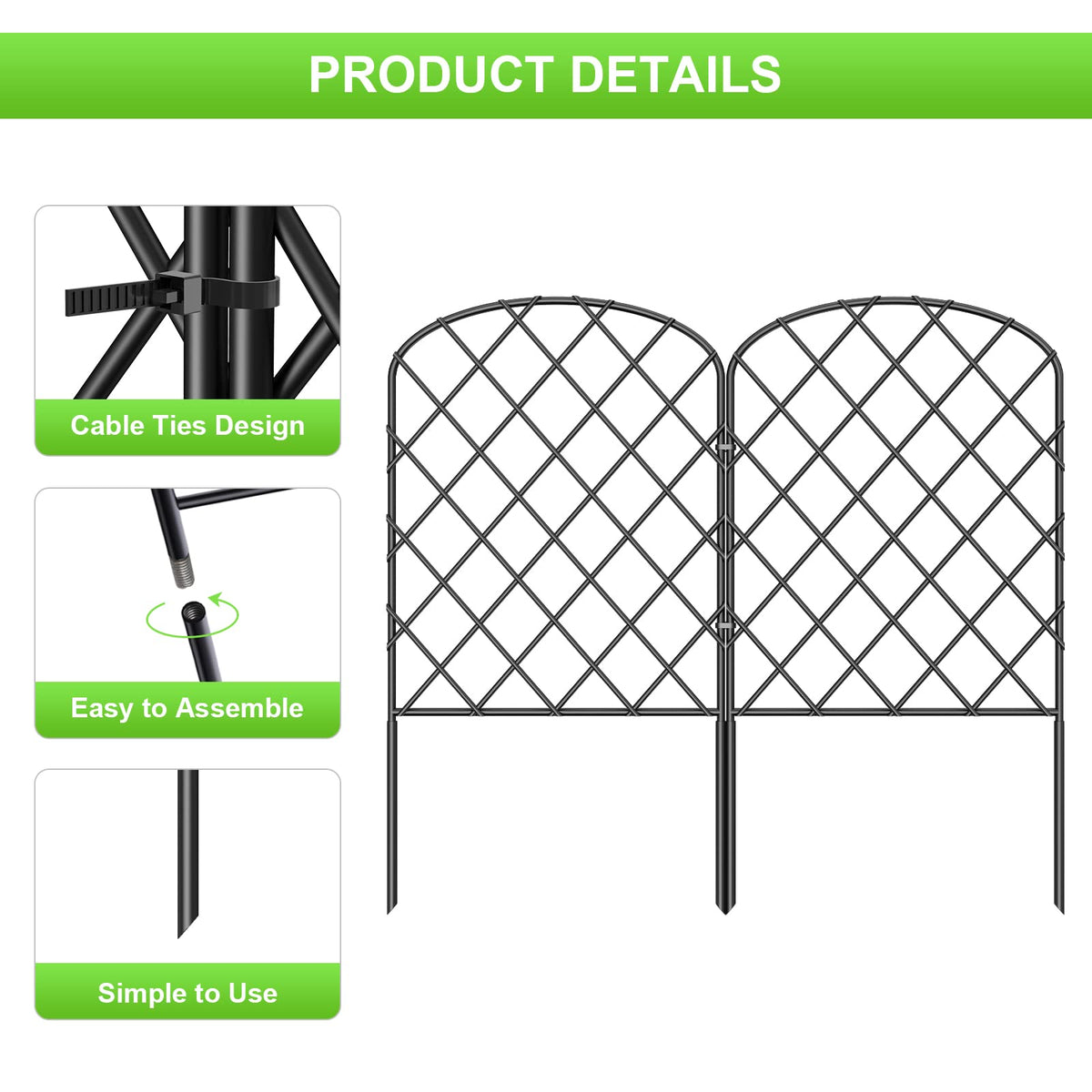 OUSHENG arc-diamond pattern fence adds decorative enclosure for paths.