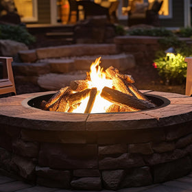 OUSHENG backyard camping fire pit ring in a patio or campsite scene