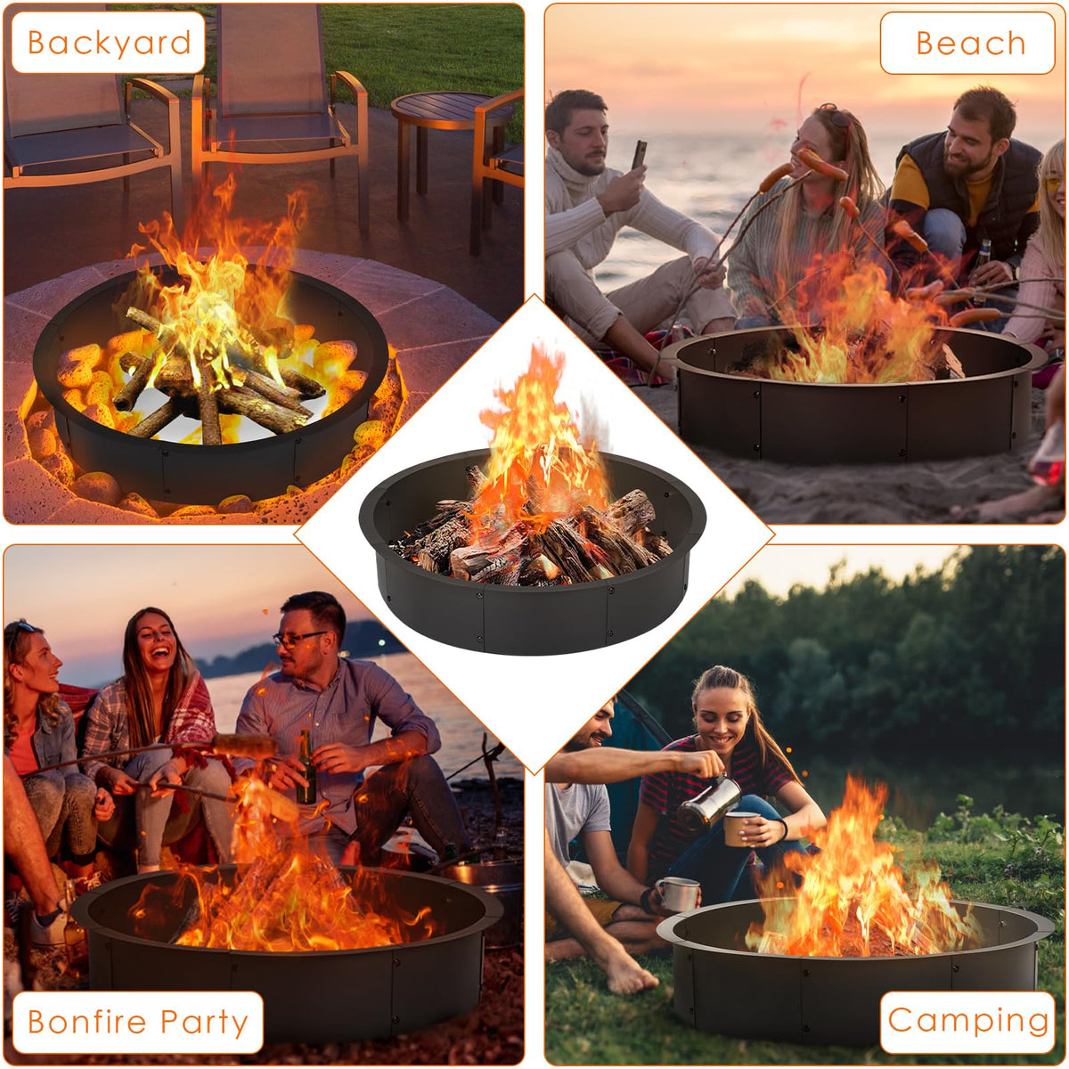 OUSHENG solid steel fire pit liner with rust-resistant coating for durability