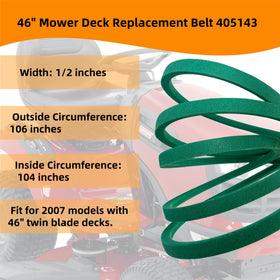 OUSTUE 405143 deck belt installation image highlights easy compatibility