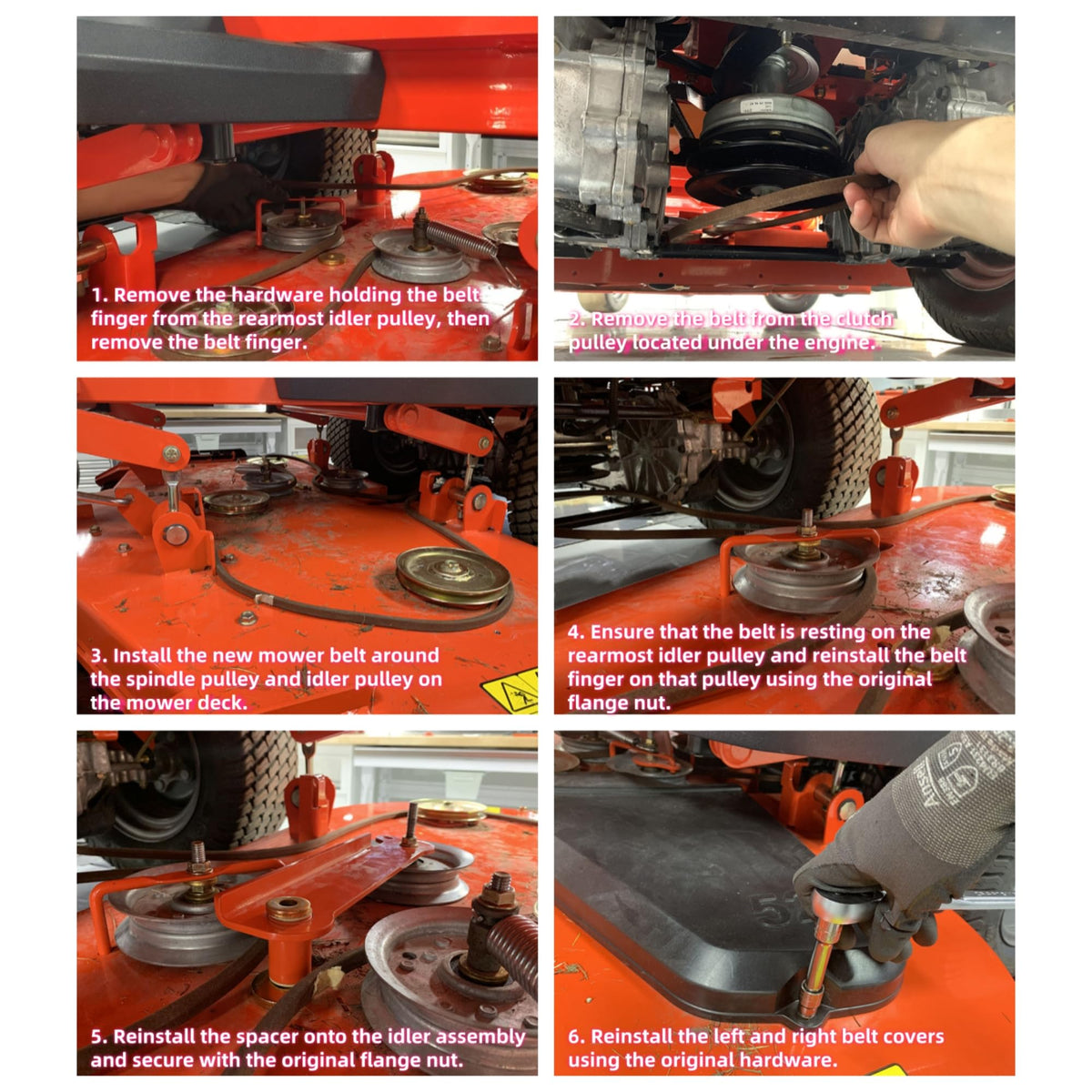 OUSTUE 405143 deck belt alignment image guides pulley tracking