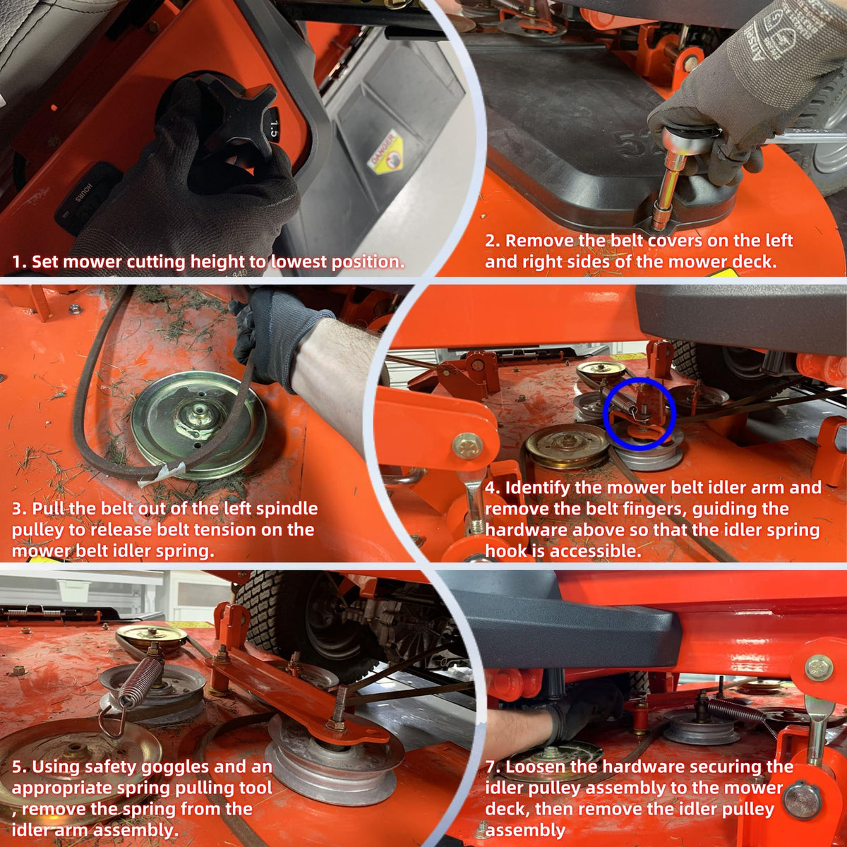 OUSTUE 405143 deck belt in use during yard work demonstrates smooth operation