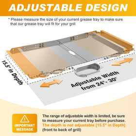 Outage universal drip pan for 24-30 inch grills reduces mess and cleanup.