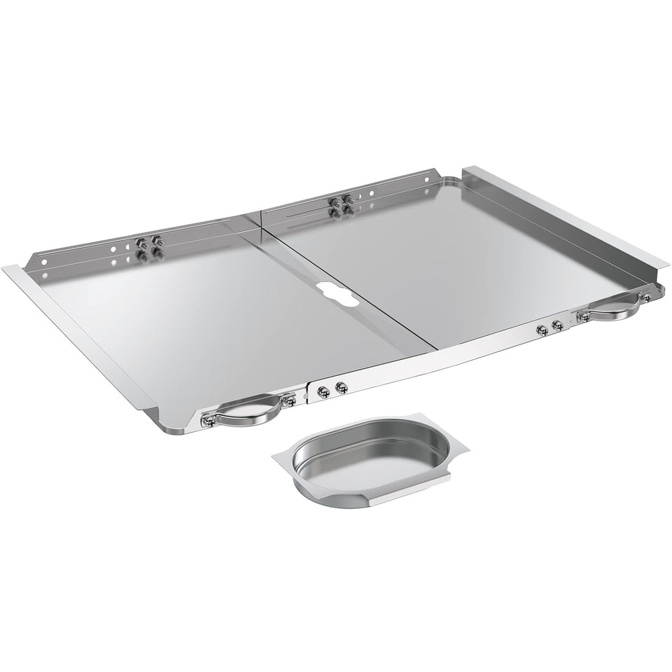 Outage replacement grease tray fits Dyna Glo grills with rust-resistant stainless steel.