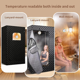 Outapex wall-mount setup demonstrates fixed sauna installation.