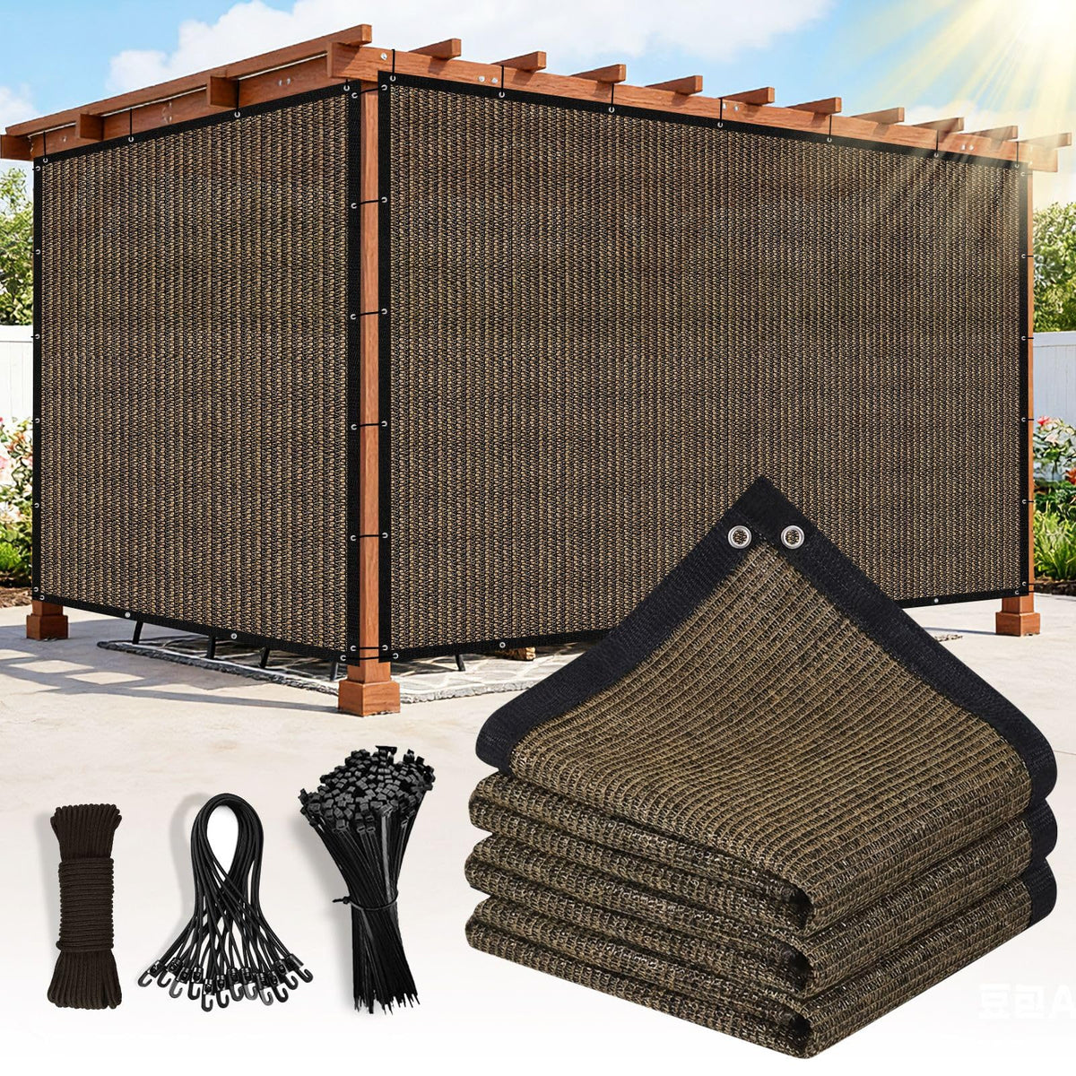 Outaro 6x10 ft shade cloth with grommets – reinforced edges for secure mounting.
