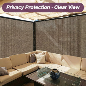 Outaro privacy shade effect on a sunny patio preserving view.
