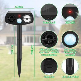 Outdoll Solar Animal Repeller side view shows weatherproof outdoor design