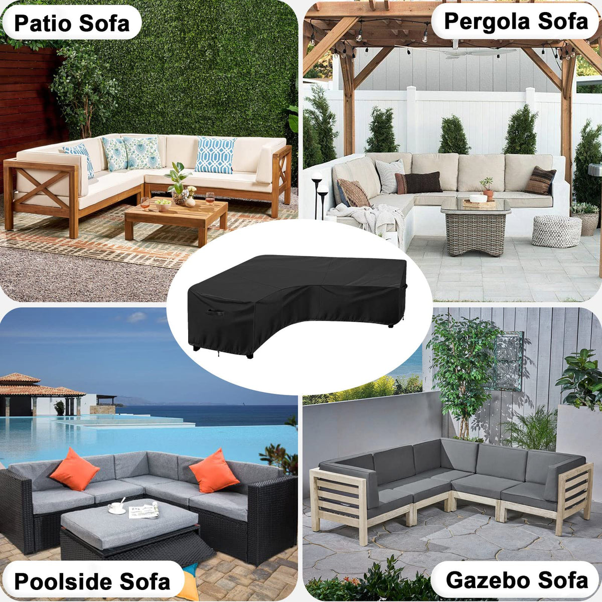 OutdoorLines 100-inch per-side cover fits v-shaped sectionals and stores in its bag.