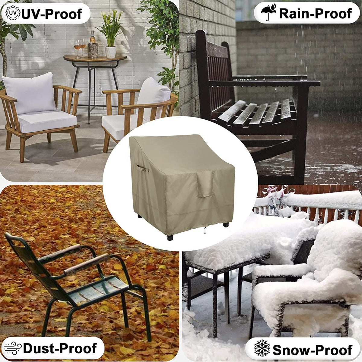 OutdoorLines chair cover sized 33x34x31 fits most patio chairs