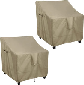 OutdoorLines UV-resistant waterproof camel chair cover protects patio chairs from sun and rain