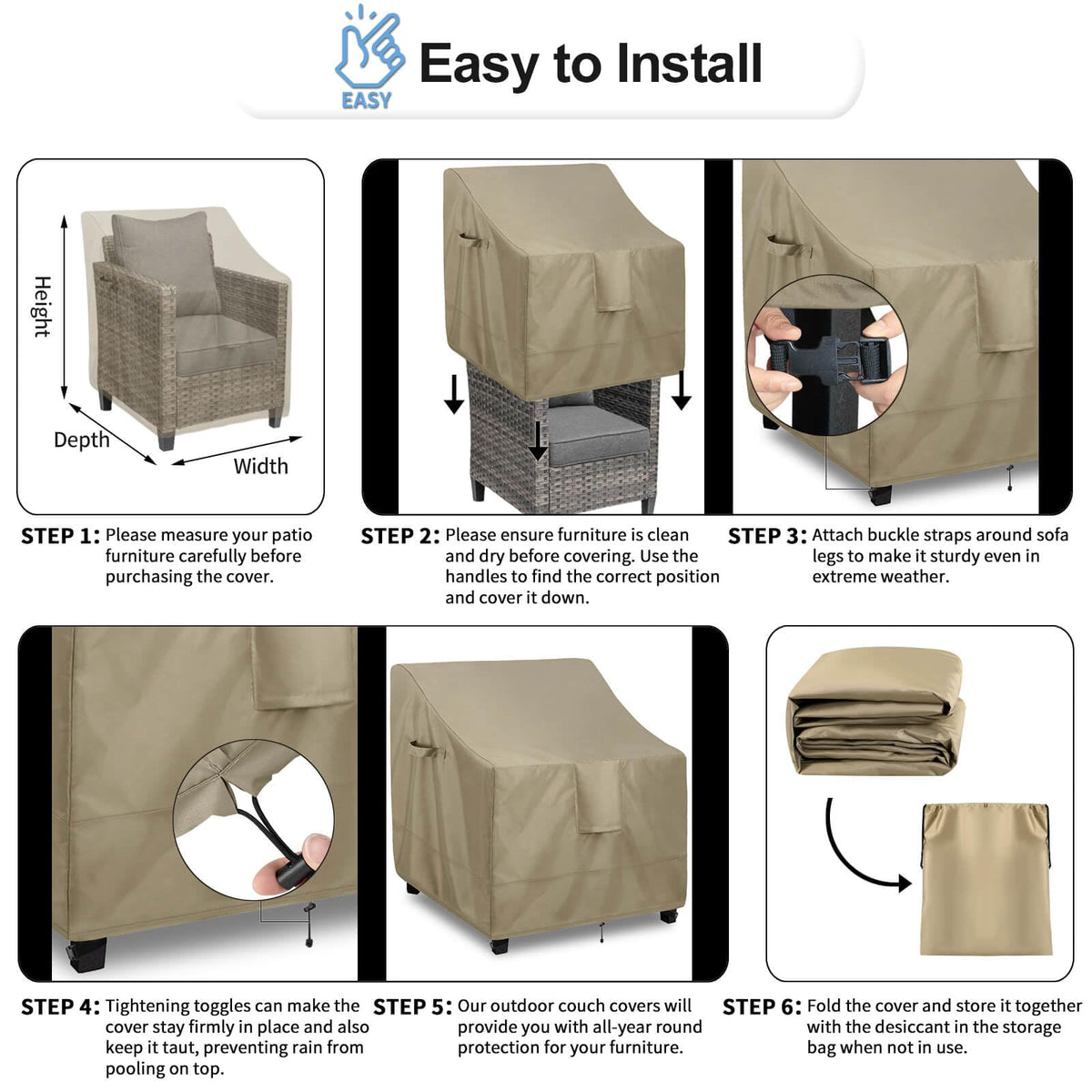 OutdoorLines cover features air vents to reduce condensation for stored chairs