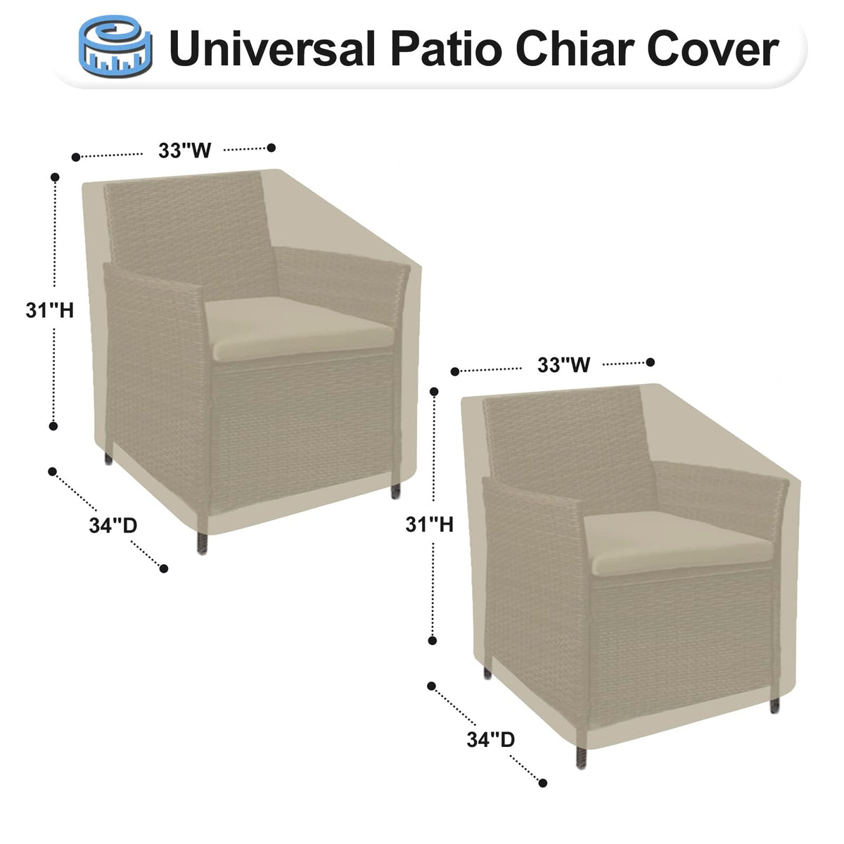 OutdoorLines windproof chair cover with drawcords and buckles secures furniture on windy days