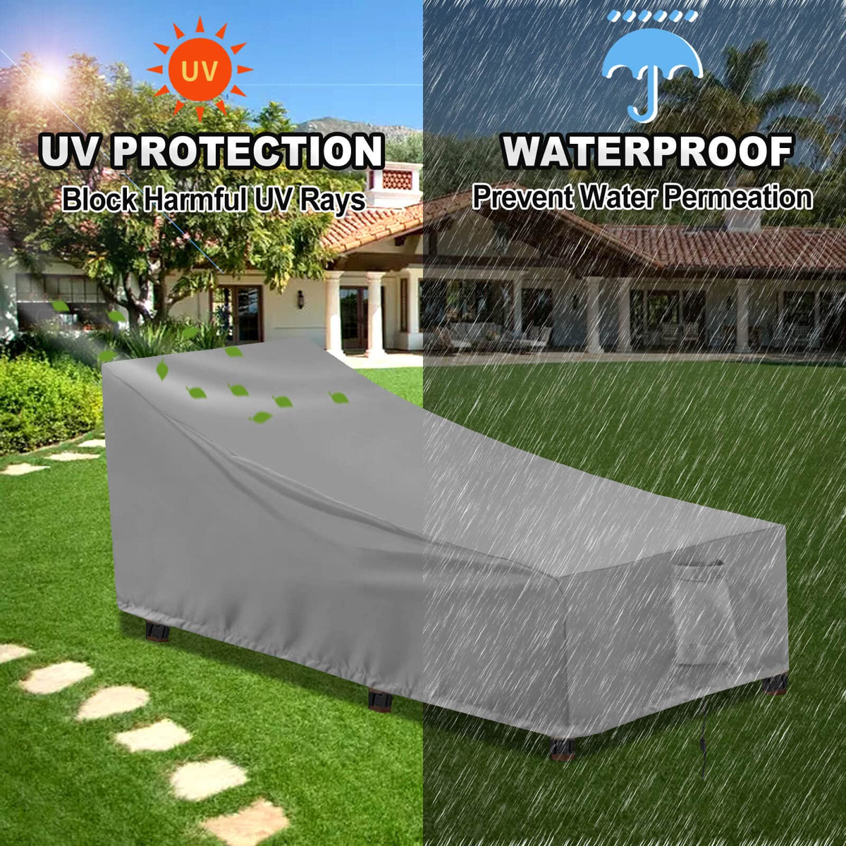Air vents on OutdoorLines chaise lounge cover reducing moisture