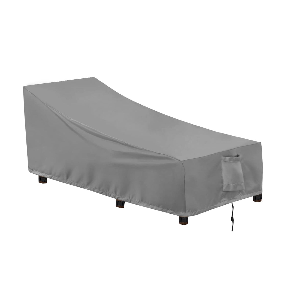 OutdoorLines chaise lounge cover front view showing full protective fit for sun and rain