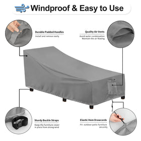 Padded handles on OutdoorLines chaise lounge cover for easy handling