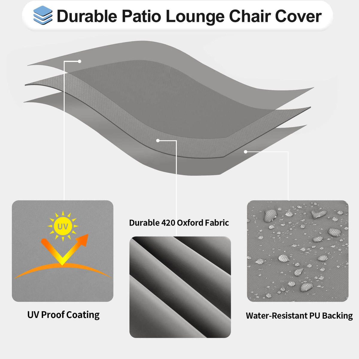 Windproof hem drawcord on OutdoorLines chaise lounge cover