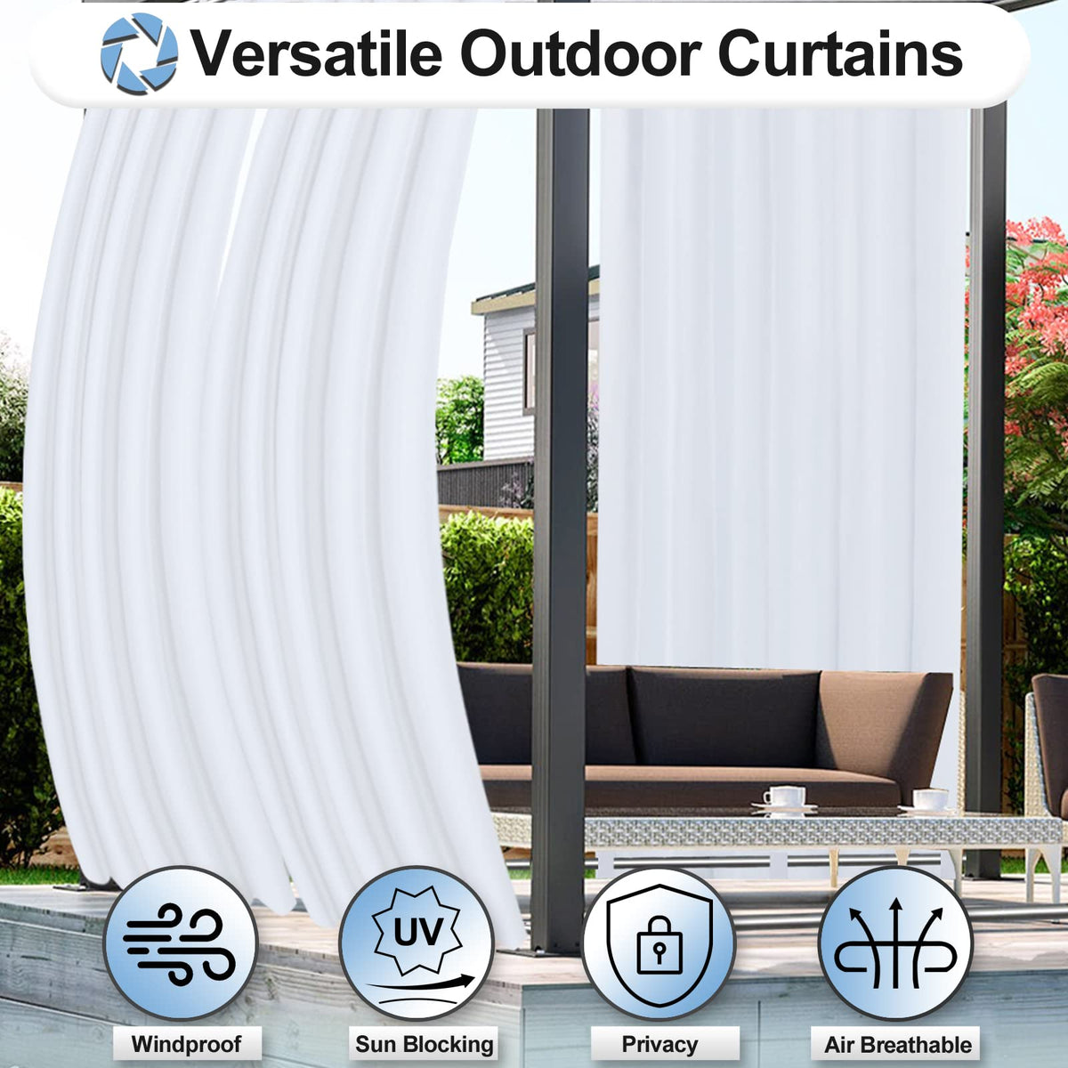 OutdoorLines fade-resistant outdoor curtains stay vibrant after sun exposure
