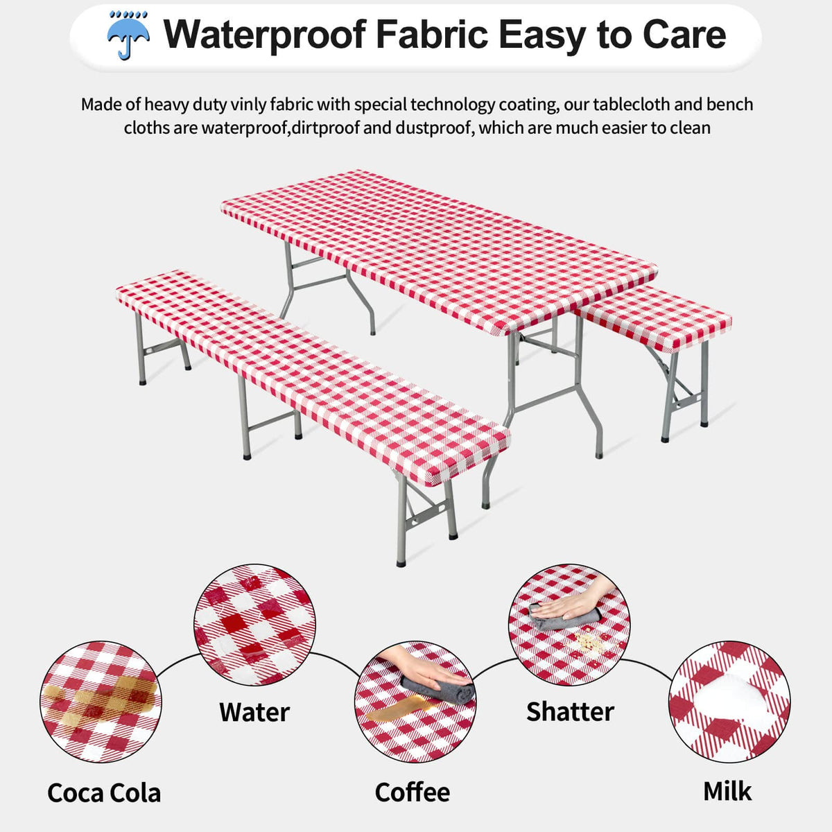 OutdoorLines waterproof tablecloth close-up highlighting wipe-clean surface