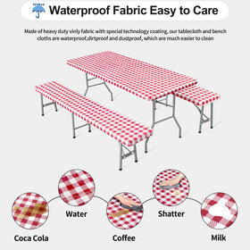 OutdoorLines waterproof tablecloth close-up highlighting wipe-clean surface