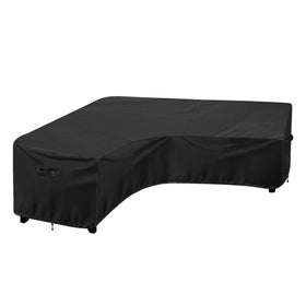 OutdoorLines waterproof V-shaped couch cover protects a 100-inch sectional from rain and dirt.
