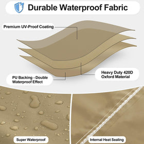 OutdoorLines windproof standing heater cover with elastic hem protects against gusts and dust