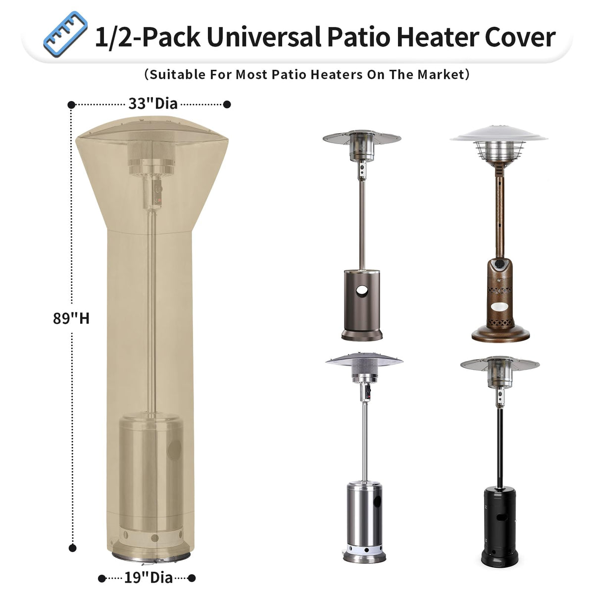 OutdoorLines zipper closure on patio heater cover enables easy installation and removal