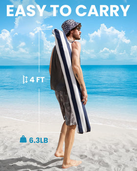 OutdoorMaster navy striped canopy adds coastal style