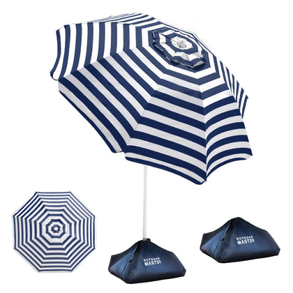 OutdoorMaster beach umbrella with sandbag anchor for stable wind resistance