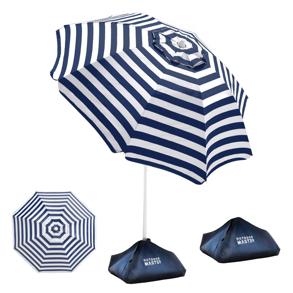 OutdoorMaster beach umbrella with sandbag anchor for stable wind resistance