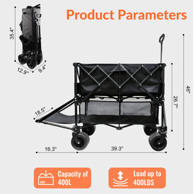 Outdopia camping-beach utility wagon supports trips, groceries, and gear.