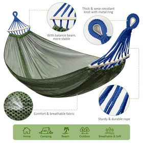 Outerman balance beam ends for added hammock stability