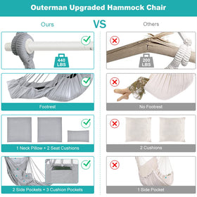 Outerman hammock chair easy assembly with included hooks and rope
