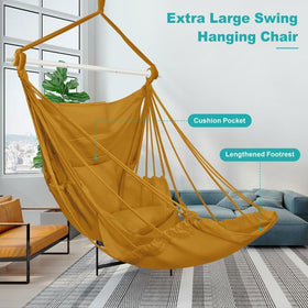 Outerman hammock chair includes S hook, steel bars, and rope for easy assembly.